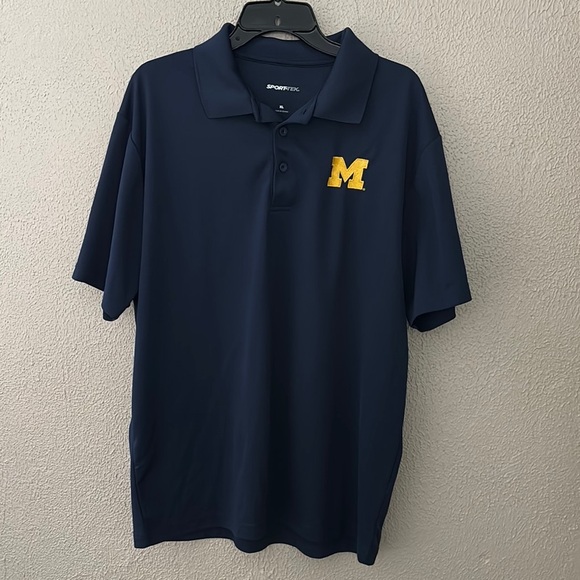 Mens University of Michigan Collegiate Sport-Tek Active Polo, Size XL, Blue Golf - Picture 1 of 5